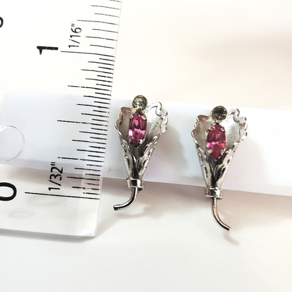 Vintage Sterling Silver Bond Boyd Calla Lily Screw-back Earrings - Picture 5 of 5